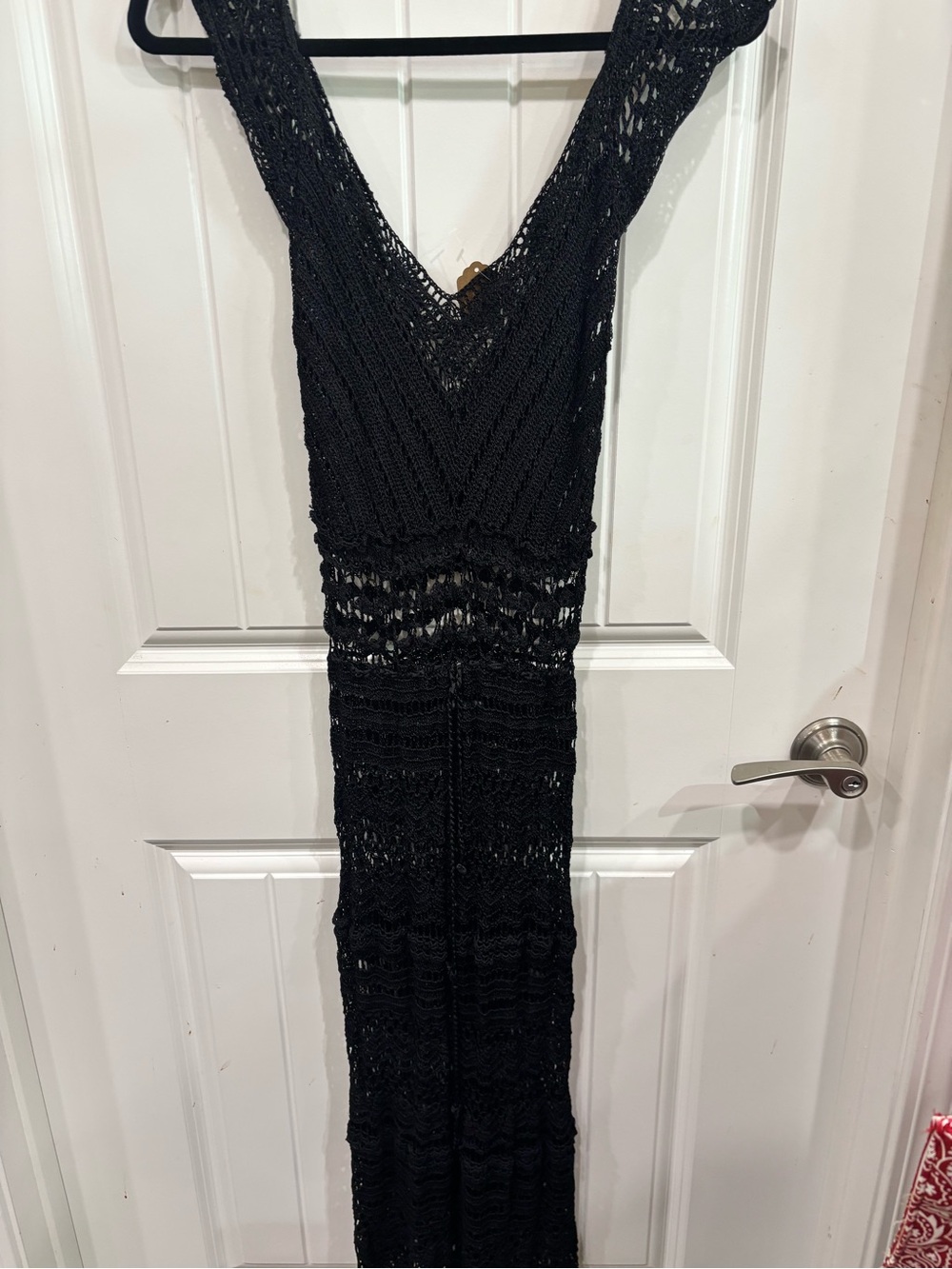 Black Crochet V-Neck Maxi Dress - Women